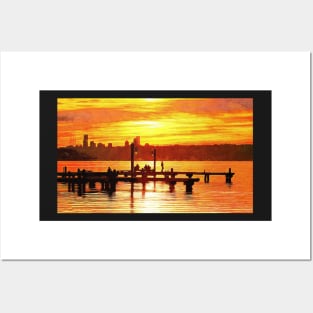 Happy Sunset Dock Dancer in Kirkland Posters and Art